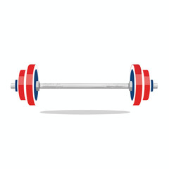 Silver Barbell with Red and Blue Weights
