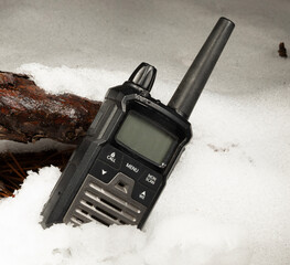 Walkie talkie in a fresh winter snow