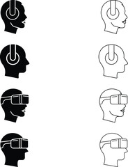 Headphones and VR Headset User Experience Icons Set