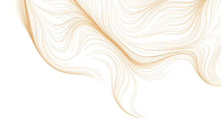 Elegant abstract artwork featuring flowing golden lines on a clean white backdrop. Perfect for modern design projects, b © vegefox.com