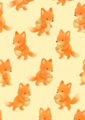 Obraz premium Cute foxes holding acorns
