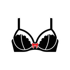 Black Bra with Red Bow Icon