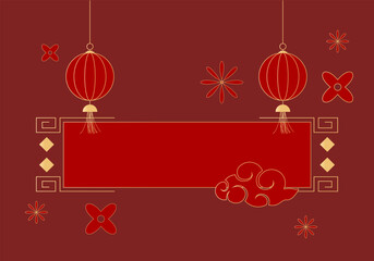 chinese68_6Happy Chinese new year 2026 , modern design set in red, gold and white colors , Year of the horse zodiac , Asia oriental traditional ornament, frame and border ,