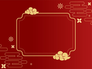 chinese68_6Happy Chinese new year 2026 , modern design set in red, gold and white colors , Year of the horse zodiac , Asia oriental traditional ornament, frame and border ,