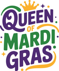 Fototapeta premium Vibrant mardi gras celebration logo featuring queen of mardi gras in bold colors and royal crown