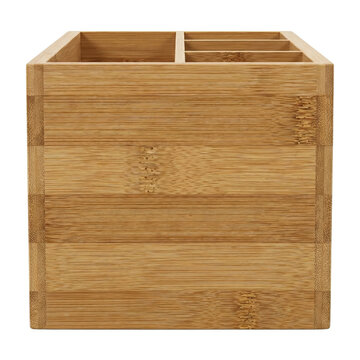 Bamboo wood desk organizer with multiple compartments