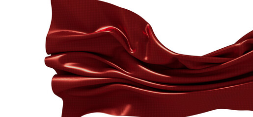 Abstract 3D render of elegant red fabric, perfect for design and background use. Features rich text