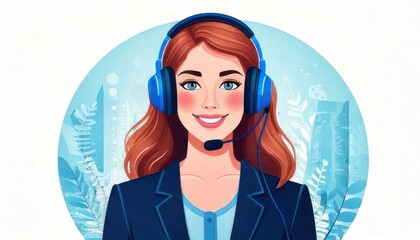 Smiling Customer Service Representative with Headset in Office.