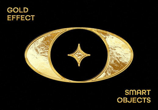 Gold Chrome Logo Effect Mockup