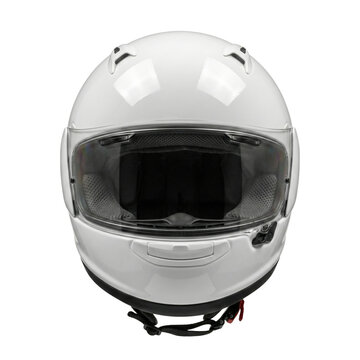 White full face motorcycle helmet front view