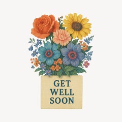 Obraz premium Colorful floral get well card