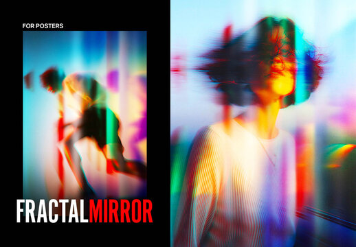 Fractal Mirror Poster Photo Effect Mockup
