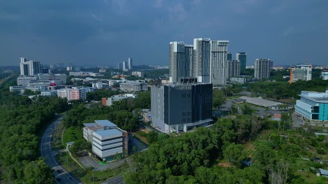 Asian data center building digital infrastructure. Best aerial view drone