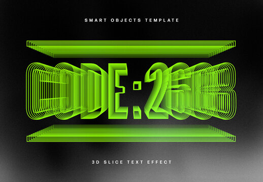3D Slice Text Effect Mockup