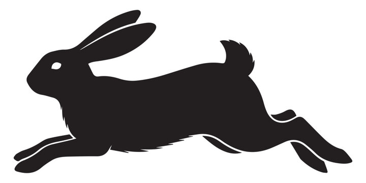 jumping Bunny silhouette vector,Leaping Bunny  vector icon,Simple bunny icon silhouette, geometric minimal shape, flat solid black, logo friendly, modern vector icon style, isolated
