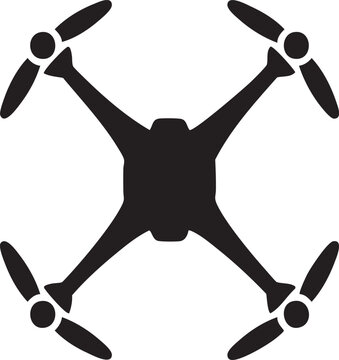 Drone Quadcopter Top Down View Tech Silhouettes on white background