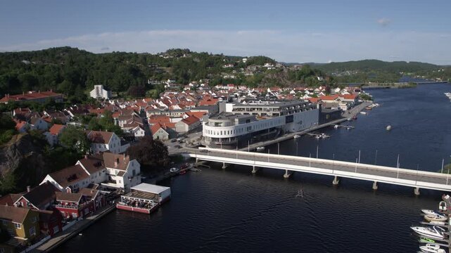 The South Norwegian city Mandal during summer