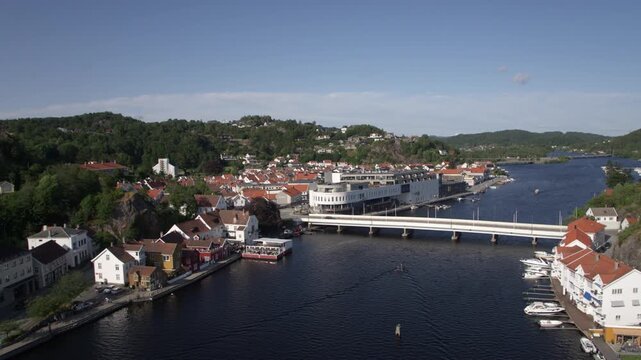 The South Norwegian city Mandal during summer