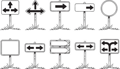 Directional Road Sign Arrow Icon Set Vector © Mon