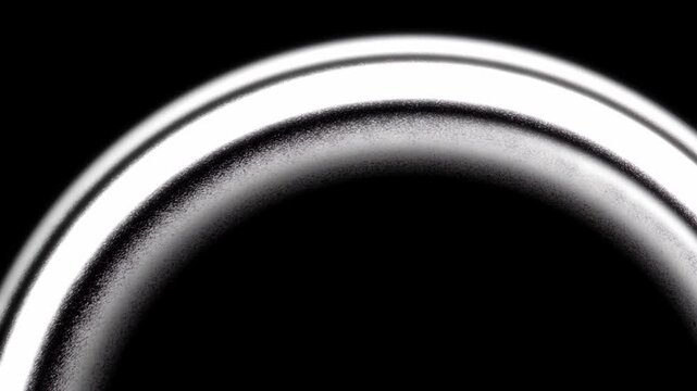A sleek green beam of light extends from a glowing white arc on the left side into the darkness, forming a minimal abstract sci-fi visual on black background