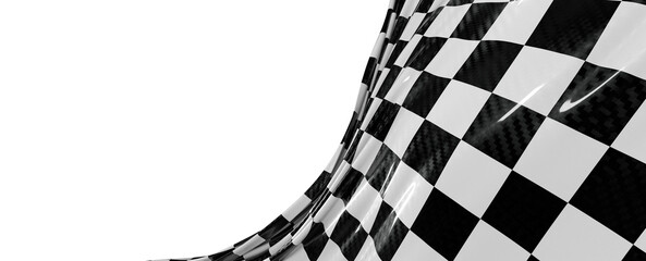 Dynamic image of a checkered flag waving against a white backdrop, symbolizing speed and victory. Perfect for racing and