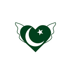 Pakistan Flag Heart Angel Icon
