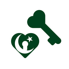 Pakistan Flag Heart Lock Key Icon