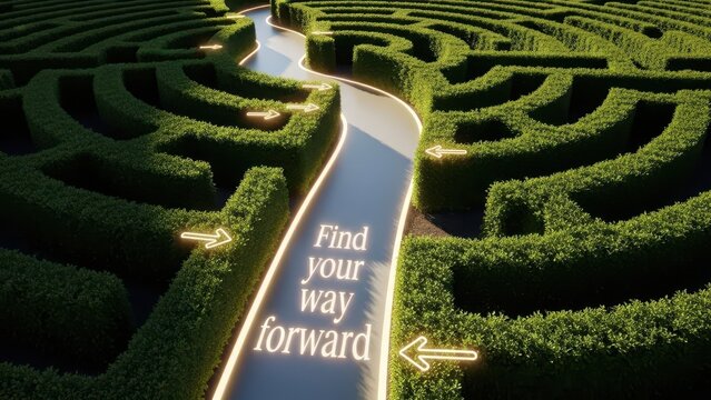 Path Through a Green Maze Seeking Direction