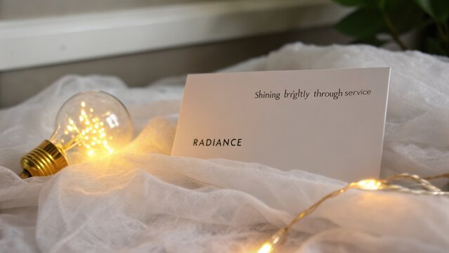 Card with Word Radiance and Soft Lights