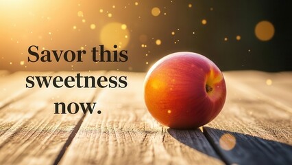 Ripe Peach on Wooden Surface in Sunlight