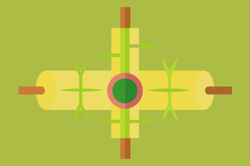 Abstract Geometric Cross Shape with Cylindrical Elements
