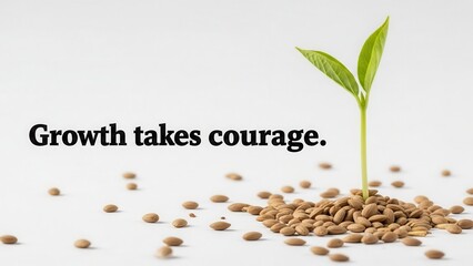 Sprouting Plant with Seeds on White