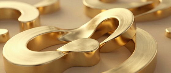 Luxury abstract 3D gold flowing shapes on light background for premium branding finance and modern design
