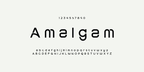 Fototapeta premium Modern Sports tech font typography. MINIMAL vector typeface for a company. Minimal gaming fonts for logo design.