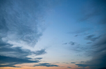 dramatic sky blue with clouds. sunset sky with clouds.