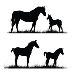 horse silhouettes vector