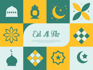 Eid Al Fitr Islamic Celebration Vector Background and Symbols