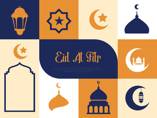 Eid Al Fitr Islamic Holiday Celebration Flat Design Banner