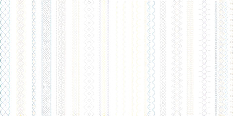 Various colorful patterns on stripes isolated on a transparent background white