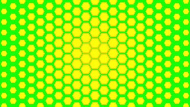 Rotate yellow hexagon geometric pattern on green background