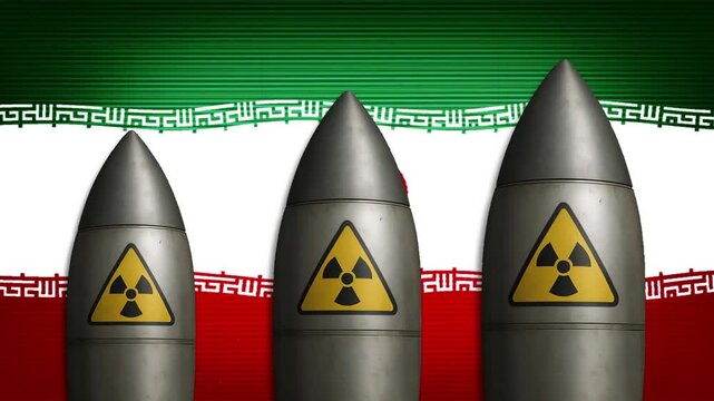 Three nuclear warhead missiles were displayed against the animation of Iran