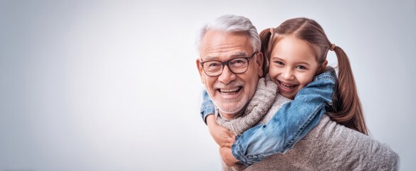 The Grandfather Carrying His Granddaughter on a Playful Piggyback Hug