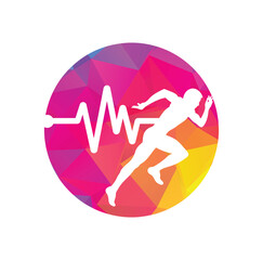 Pulse marathon logo design icon vector. Body Health Care Logo Design. 