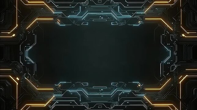 Futuristic Technology Background Design with Neon Circuit Patterns