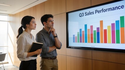 Business professionals analyzing sales data
