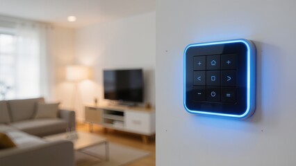 Smart home control panel in living room