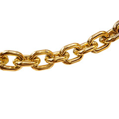 Fototapeta premium Close up of a thick textured gold chain on a white background