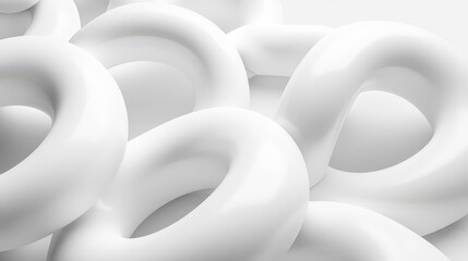 Abstract Composition of White Curved Shapes in a Minimalist Style
