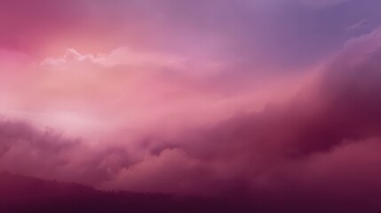 Ethereal Sunset Sky Over Rolling Clouds with Shades of Purple and Pink