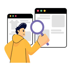 Illustration of woman interacting with e-commerce website